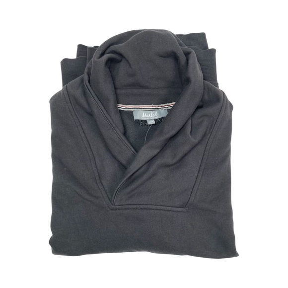 Marled French Terry Sweatshirt Shawl Collar Long Sleeve Pullover Size L Gray NWT - Picture 2 of 10